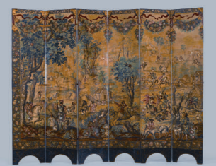 <p>Screen with the Siege of Belgrade and hunting scene</p>