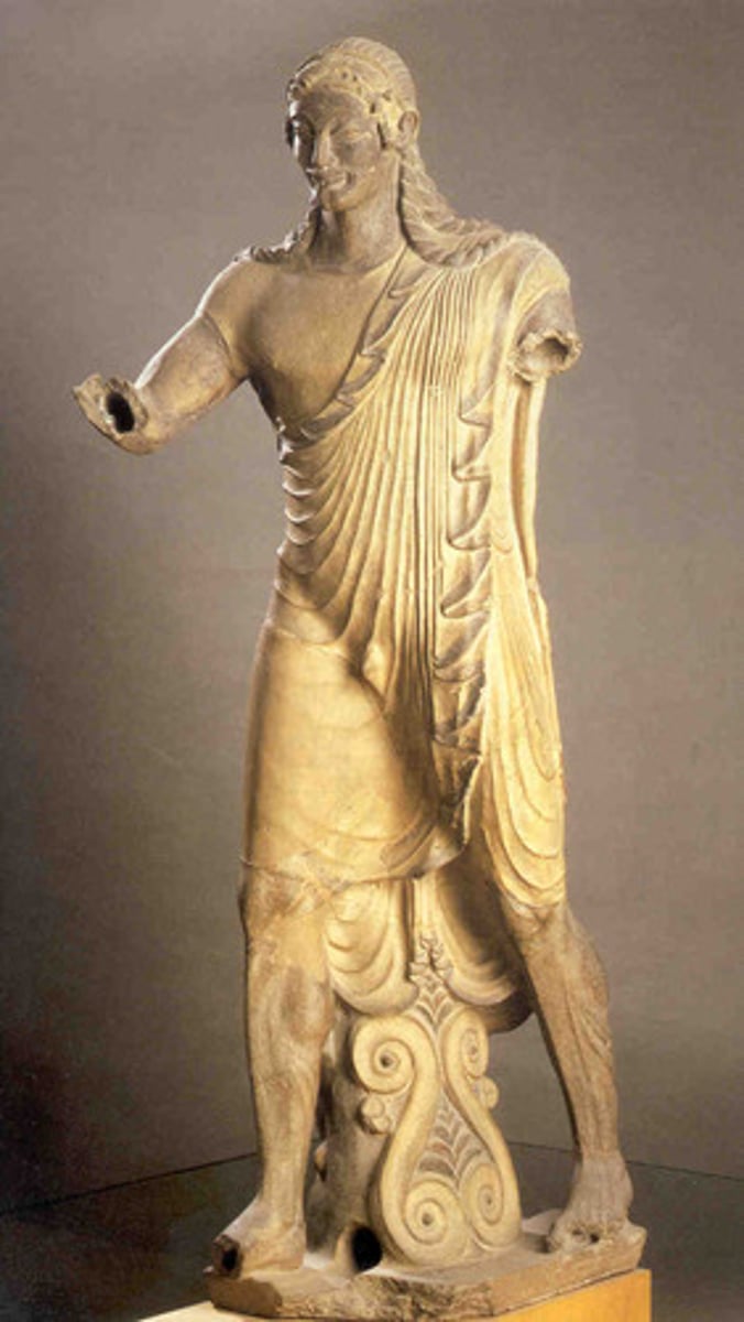 <p>The Apollo of Veii (a life-size painted terracotta Etruscan statue of Apollo)</p>