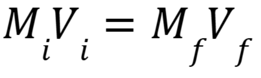 <p>M is Molarity, V is volume. (Week 2 Material)</p>