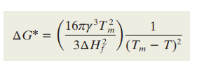 <p>The energy barrier that must be overcome for a nucleus of size r<sup>* </sup>to grow<br></p>