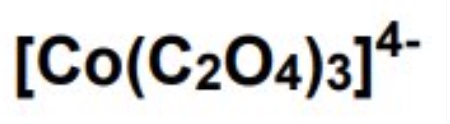 <p>for this complex:</p><p>a. draw the shape</p><p>b. give the number of ligands</p><p>c. give the coordination number</p><p>d. give the TM oxidation state</p>