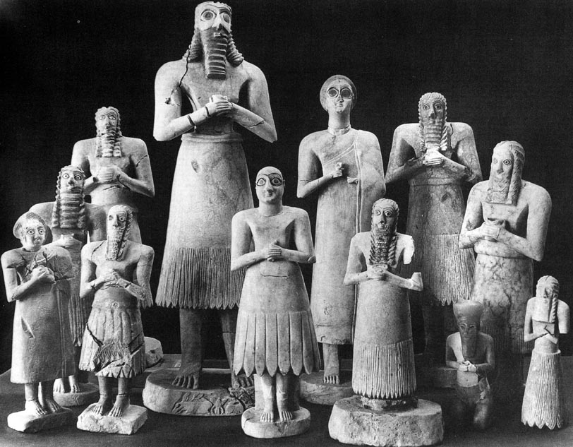 <p>Statues of Votive Figures, from Square Temple at Eshnunna</p>