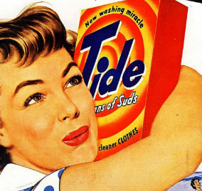 <p>woman hugging tide box </p>