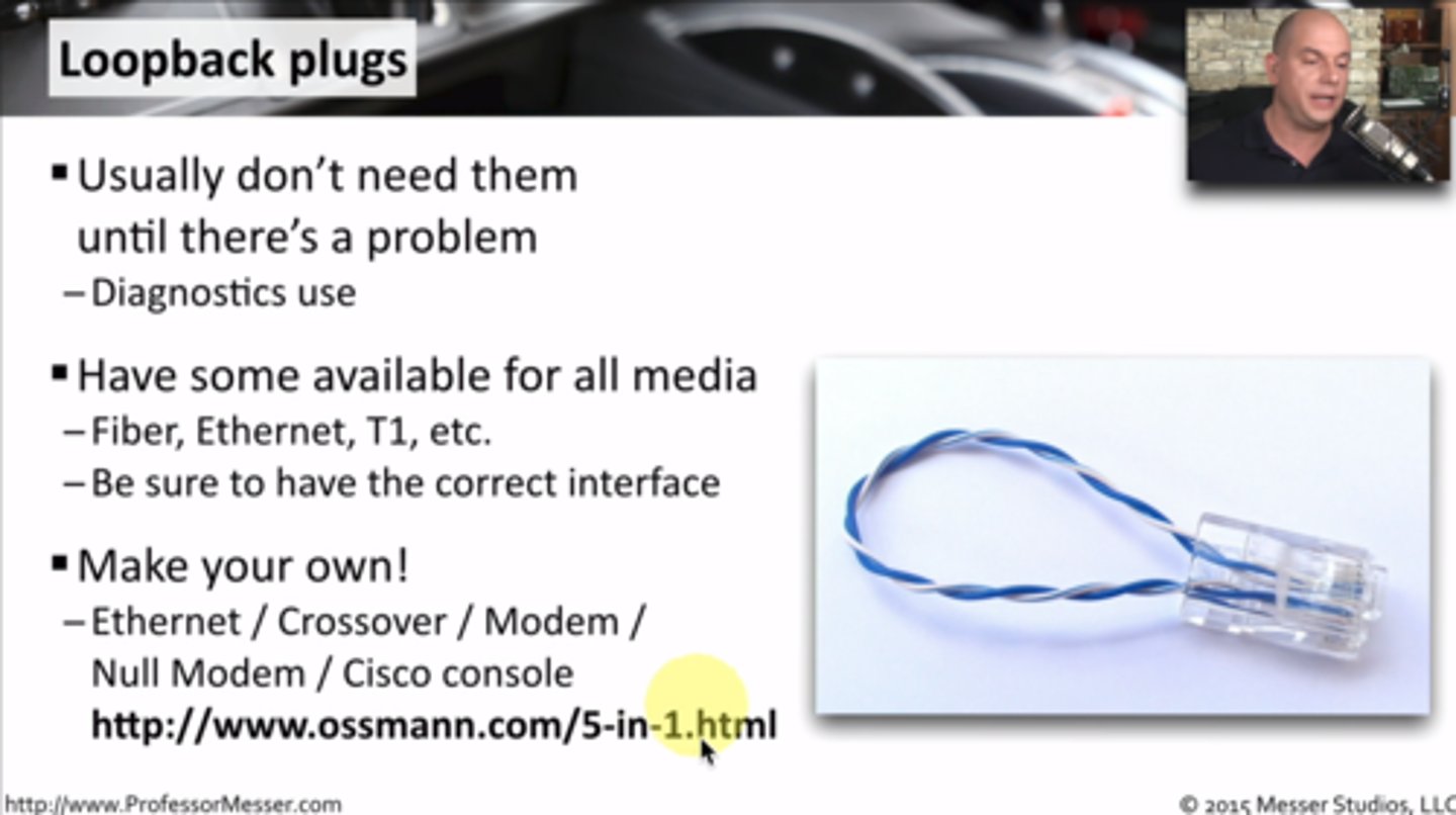 <p>Useful for testing physical ports</p><p>- Or fooling your applications</p><p>• Serial / RS-232 (9 pin or 25 pin)</p><p>• Network connections</p><p>- Ethernet, T1, Fiber</p><p>• These are not cross-over cables</p>
