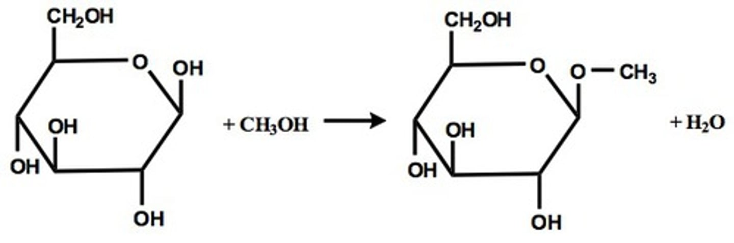 <p>acid catalyzed; product is acetal</p>