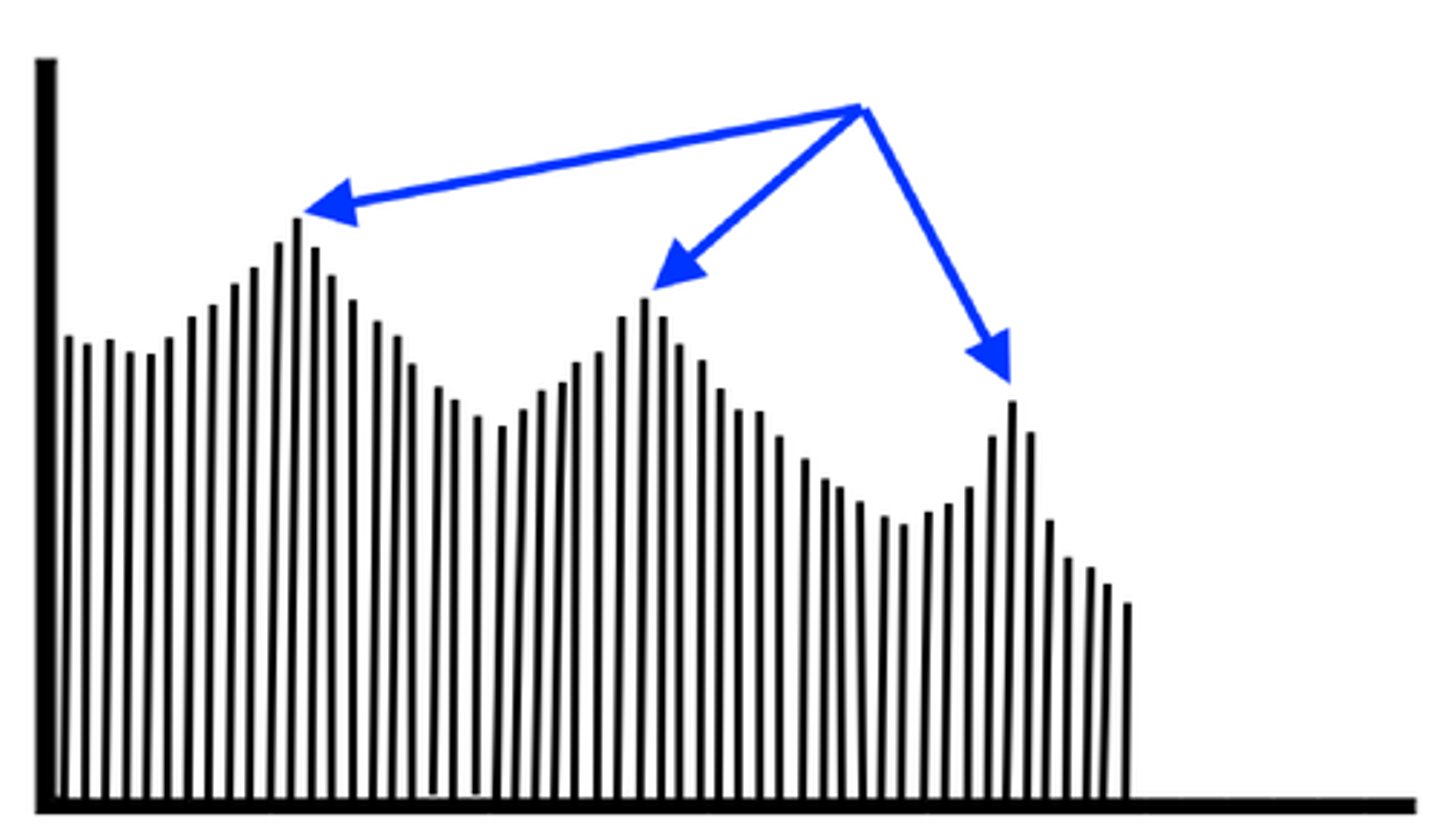 <p>Consider the image below. This is a depiction of a vowel's power spectrum. What are the blue arrows pointing to?</p>