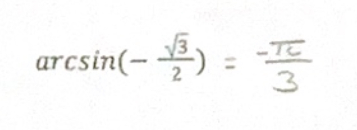 <p>Used to find the OG angle.</p><p>Example:</p><ul><li><p>-rt3/2 could work with Q3, or Q4. But arcsin only works with Q1, Q4, so it would be in Q4</p></li><li><p>However, this exceeds the pi/2 domain, so must be rewritten as -pi/3 instead of 5pi/3</p></li></ul>