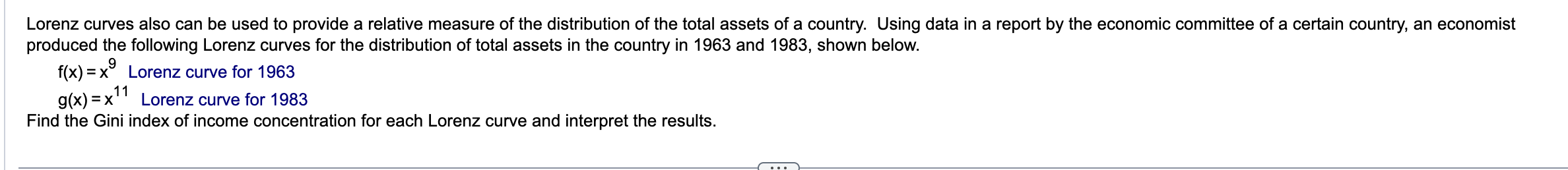 <p>Finding the gini index for 1963 and 1983</p>