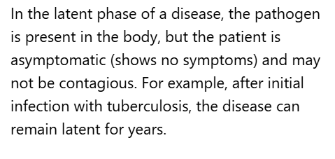 <p>B. Latent disease phase</p>