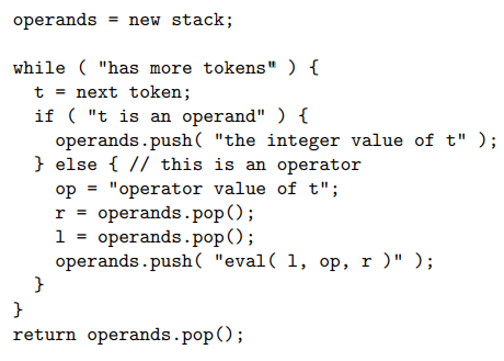 <ul><li><p>the last statement is when all the operands have been eval’d and the result is stored in the operands array</p></li><li><p>pop out RIGHT before left</p></li></ul><p></p>