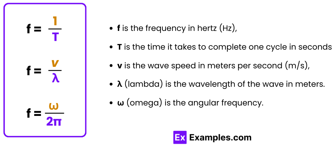 <p>- number of complete cycles per second</p><p>- if time period of a motion is .2 seconds, the frequency is 5 hertz (there are 5 .2-second cycles in each second)</p><p>Frequency (Hz) = (angular frequency (rad/s)/2pi</p><p>Frequency = 1/T where T is the time period of oscillation in second.</p>