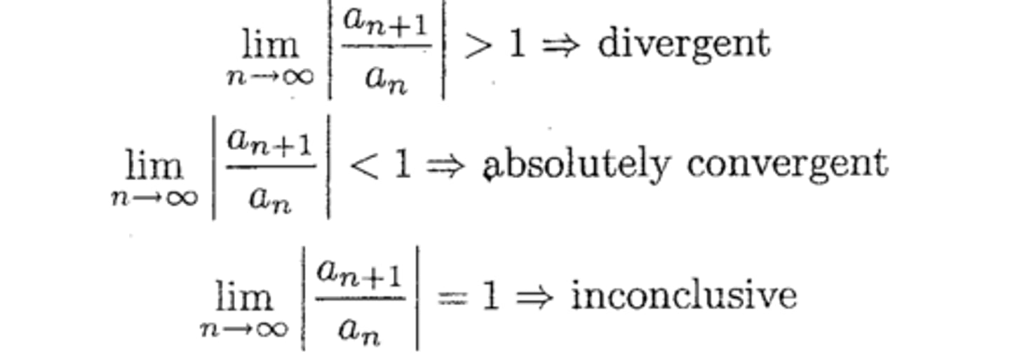 <p>Series Type: All</p><p>When to try: With factorials or exponentials</p>
