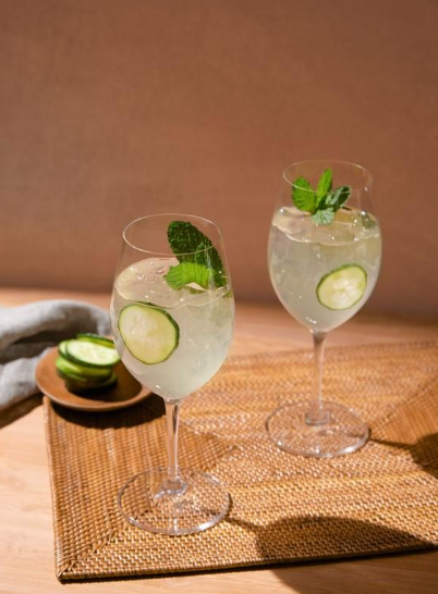<p>Ingredients: <em>Beefeater gin, st. germain elderflower liqueur, fresh lime, sparkling wine, soda, cucumber, fresh mint.</em></p><p>Garnish: 2 cucumber slices, and 1 fresh mint crown. No Straw</p><p>tagline: Fresh flavours, bright and refreshing notes of cucumber and elderflower. Lighter alternative to the widely popular Aperol Spritz</p>