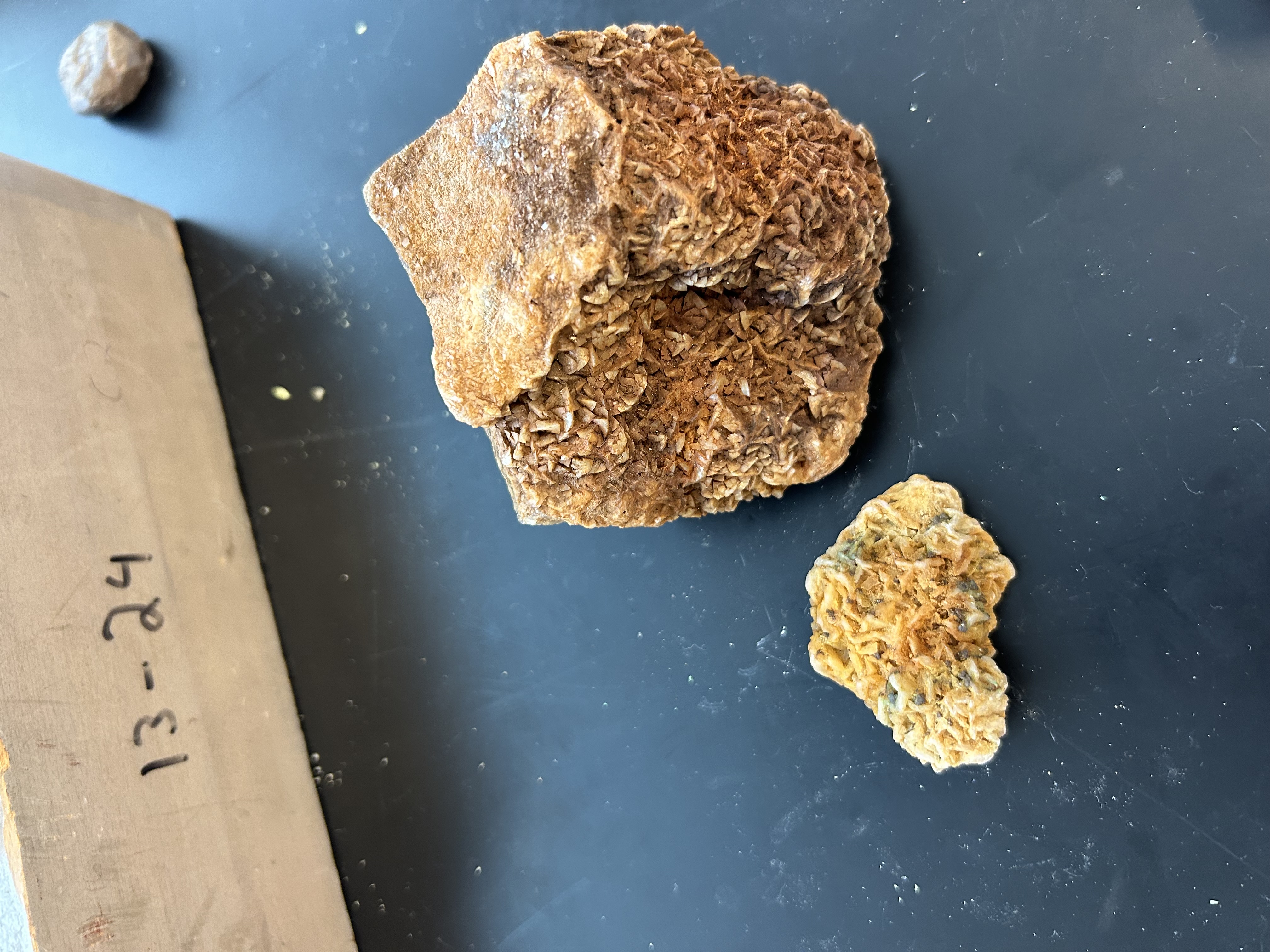 <p><span>Transparent to translucent crystals are typically colorless, white, gray or pink, but if iron impurities are present can be red, brown or even black. In massive form, dolomite is typically buff, gray, or white.</span></p><p></p><p><span>perfect cleavage in three directions </span></p>