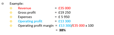 <ul><li><p><strong><mark>Profit / revenue X 100</mark></strong></p></li></ul><p></p><ul><li><p><strong><mark>P / R X 100</mark></strong></p></li></ul><p></p>