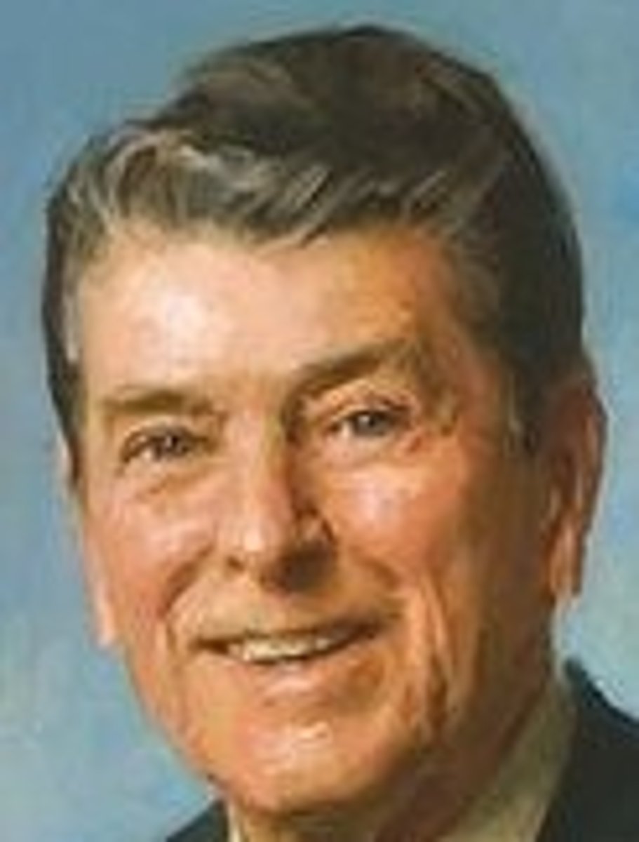<p>Republican, Conservative, Actor, Reagonmics/Trickledown/ Supply Slide/ Voodoo Economics, Iran Contra, " Great Communicator". Two terms--oversaw fall of Communism.</p>