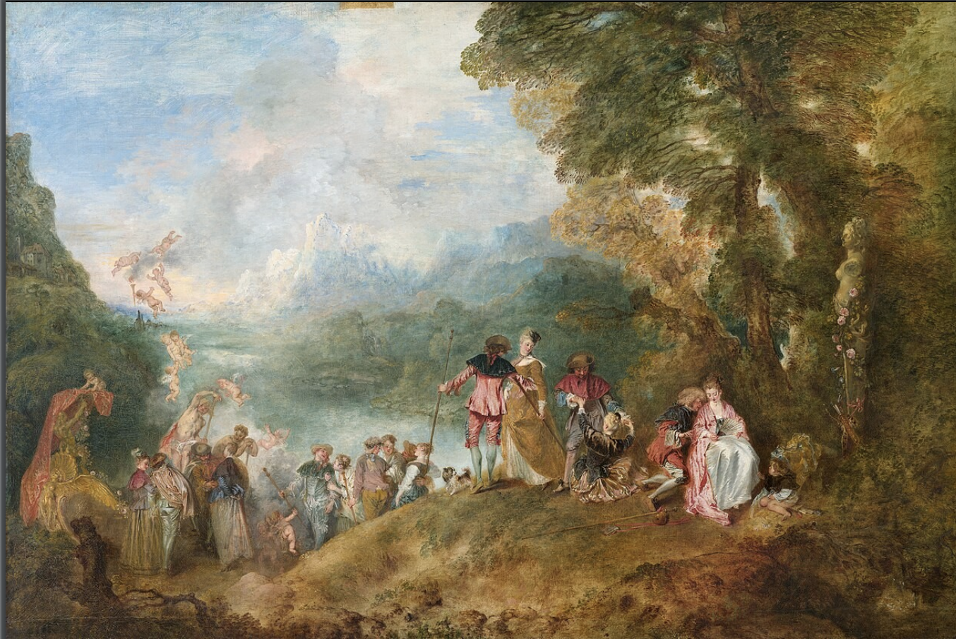 <p>Antoine Watteau, <em>Embarkment to Cythera, 1717</em></p>