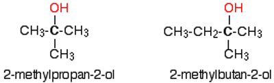 <p>The carbon with the -OH group attached is joined directly to three alkyl groups which may be the same or different </p><ul><li><p>general formula = R<sub>3</sub>COH</p></li></ul><p></p>