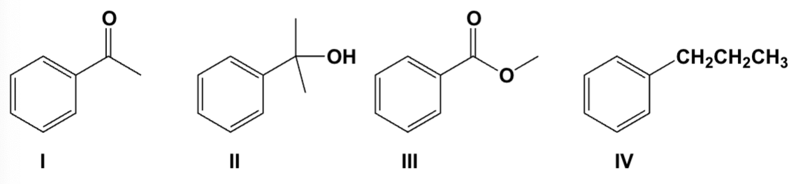 <p>Which is the product of the reaction of ethyl benzoate with 2 equivalents of methyl Grignard followed by aqueous acid?</p>
