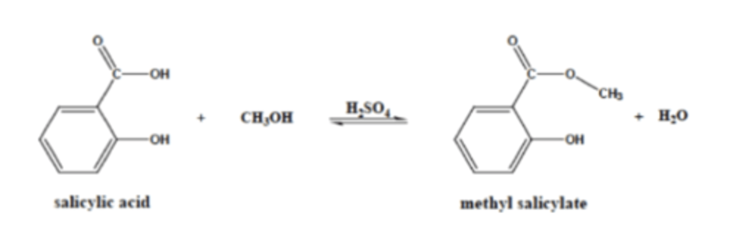 <p>Based on Le Chatelier's Principle that increasing the reactants leads to an increase in products, using excess methanol should shift the equilibrium toward the ester product. To isolate the ester, the reaction mixture needs to be washed with water so the ester, which is nonpolar, can separate from the water, allowing it to be extracted as the organic layer. The mixture must then be dried over an anhydrous salt like magnesium sulfate, and the solvent must be evaporated to yield the purified ester.</p>