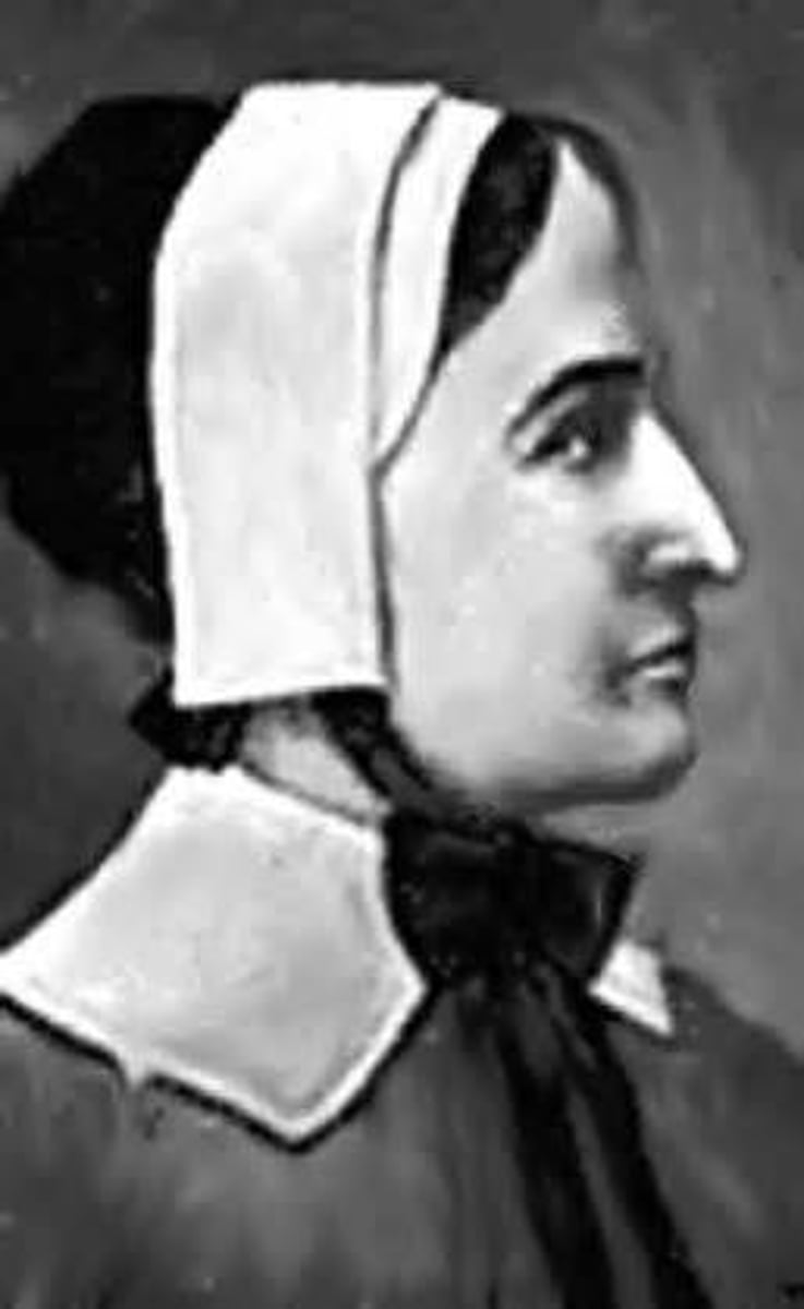 <p>One of the dissenters in Puritan Massachusetts held bible studies at her house and believed in a personal relationship with god. She moved to New Hampshire where she died along with her children from an Indian attack.</p>
