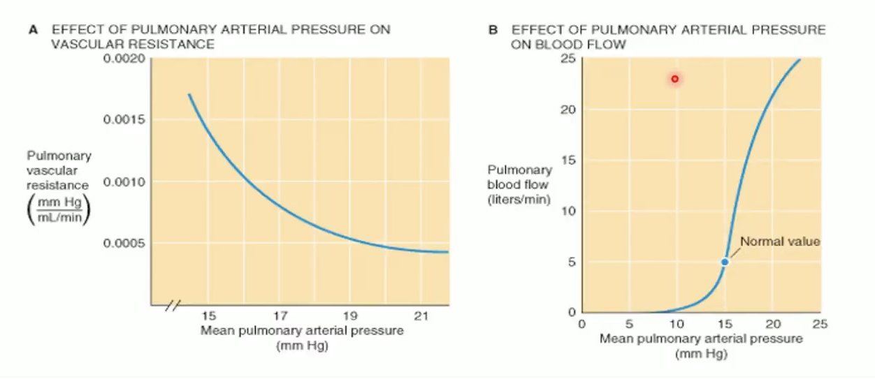 <ul><li><p><span>Goal: maintain </span><strong><span>low pressure despite ↑ flow</span></strong></p></li><li><p><span>Mechanisms: </span><strong><span>recruitment, distension, compliance</span></strong></p></li></ul><p></p>