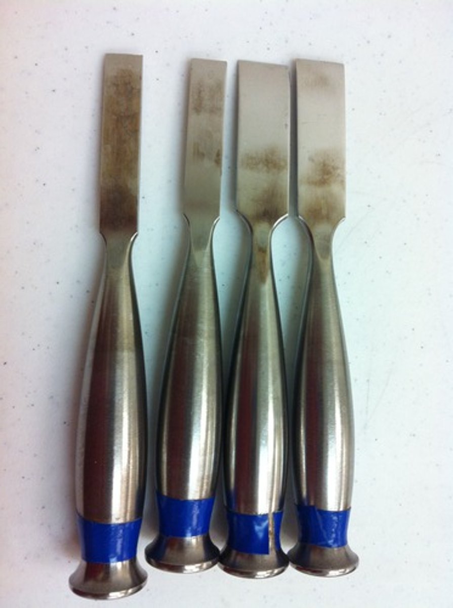 <p>chisel-like instruments used to cut or shape bone</p>