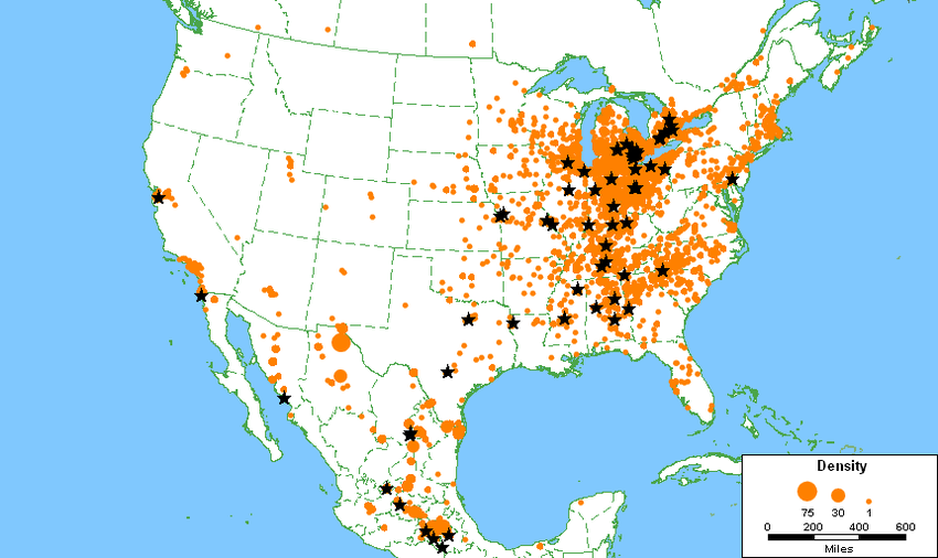 <p>Refers to the <strong>geographical concentration</strong> of the North American automotive industry—including vehicle assembly plants, engine plants, and countless parts suppliers—in a distinctive, north-south-oriented corridor</p><p>Stretches from <strong>Southern Ontario, Canada</strong> (near the Great Lakes), through the <strong>Midwestern United States</strong> (Michigan, Ohio, Indiana, Illinois), and down to the <strong>Southeastern United States</strong> (Kentucky, Tennessee, Alabama, South Carolina, Mississippi, and Georgia)</p>