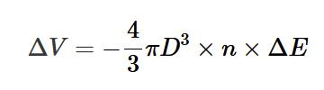 <p>product of the volume of shell, the number density, and potential energy per ‘bond‘</p>