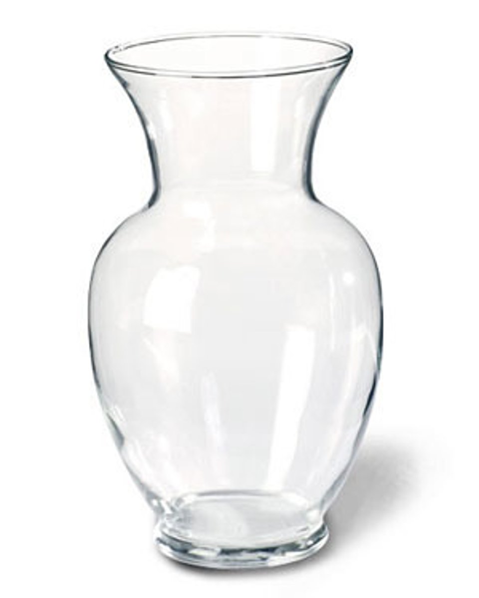 <p>a vessel used to hold flowers that is made out of glass</p>