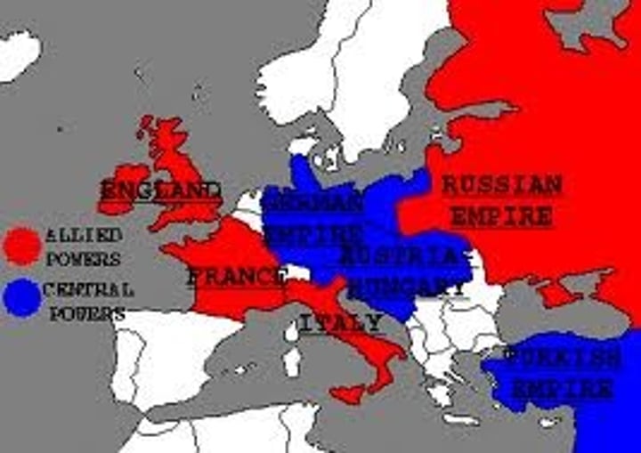 <p>WWI alliance of Great Britain, France, Italy, Russia, and later the US (1917)</p>