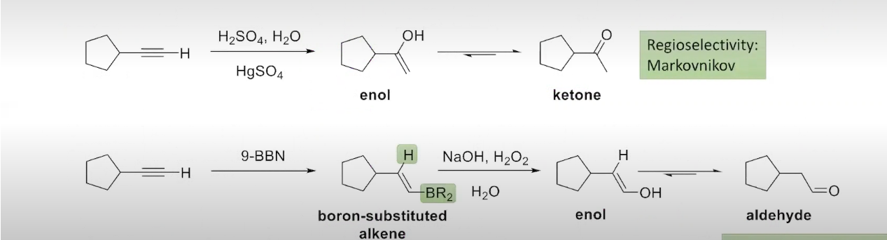 <p>Two Methods to Hydrate an Alkyne</p>