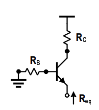 <p>Assuming ro → infinity, What is Req  for a BJT when looking into the emitter and there is stuff on B and C?</p>