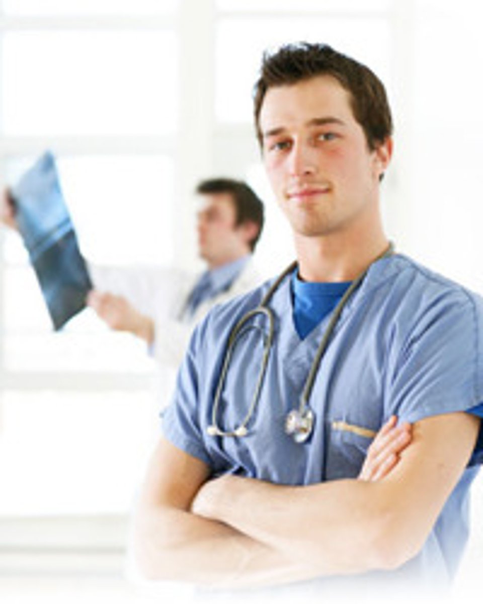 <p>a nurse (male)</p>