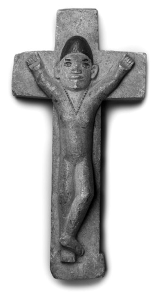 <p>Female figure on a crucifix, Kongo, western Africa, circa 1800</p><p>The object in Image 2 best illustrates which of the following cultural processes in the period circa 1450–1750?</p><p>A</p><p>The spread of Ethiopian cultural traditions in West Africa</p><p>B</p><p>The influence of the Columbian Exchange on artistic traditions</p><p>C</p><p>The development of religious syncretism as cultural traditions spread</p><p>D</p><p>The intensification of pre-existing religious conflicts and rivalries</p>