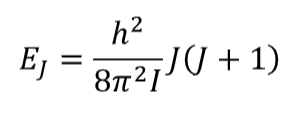 <p>symbol E<sub>J</sub></p><p>J is the rotational quantum number and takes integer values J ≥ 0. E<sub>J</sub> is then the energy of rotational level J</p>