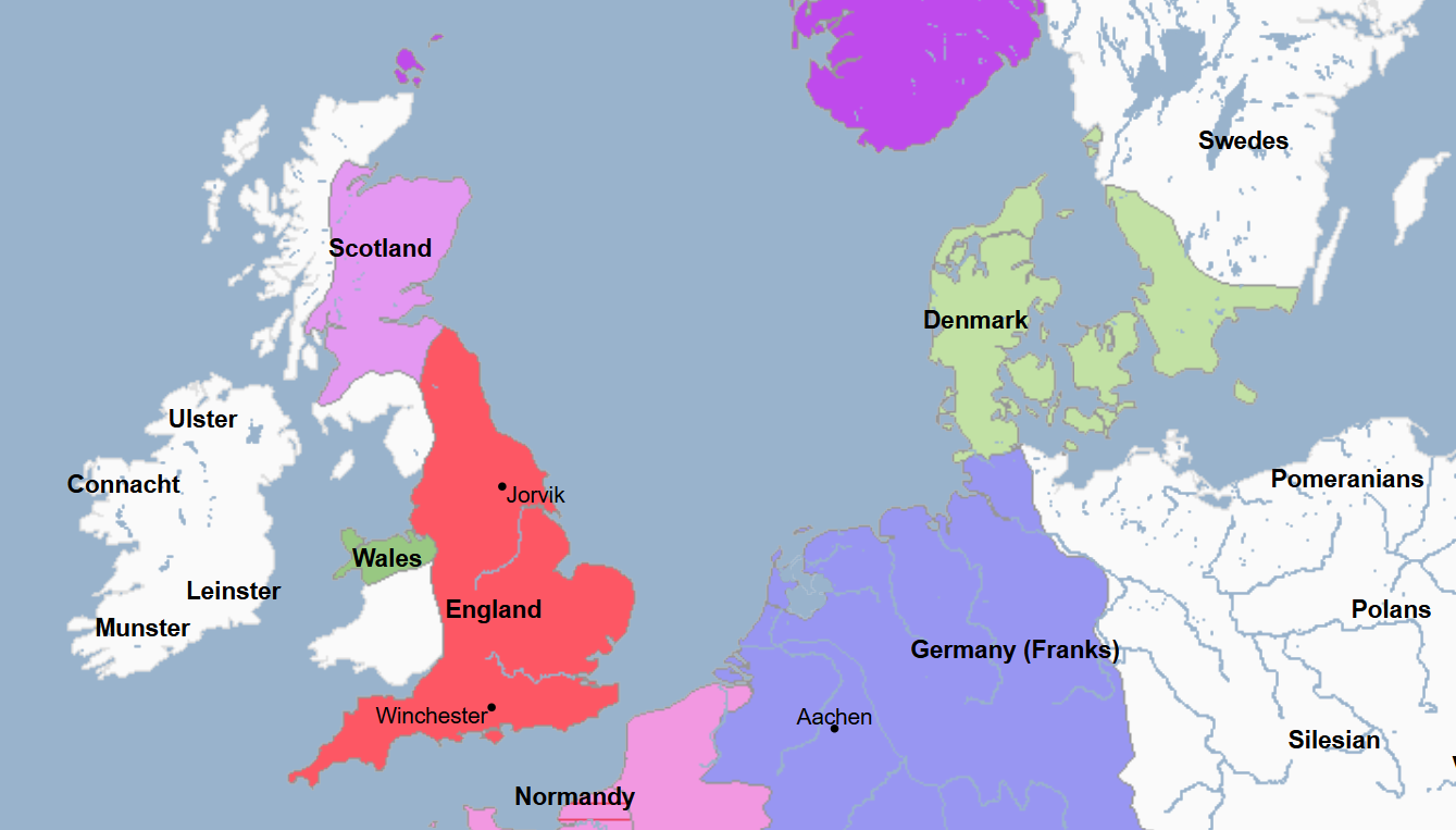 <ul><li><p>3rd King of England and 3rd King of the House of Wessex </p><ul><li><p>He consolidated English territory permanently when he defeated Eric Bloodaxe and the Irish-Norse Vikings of York in Northumbria in 854, having had Eric Bloodaxe murdered </p></li></ul></li></ul><p></p>