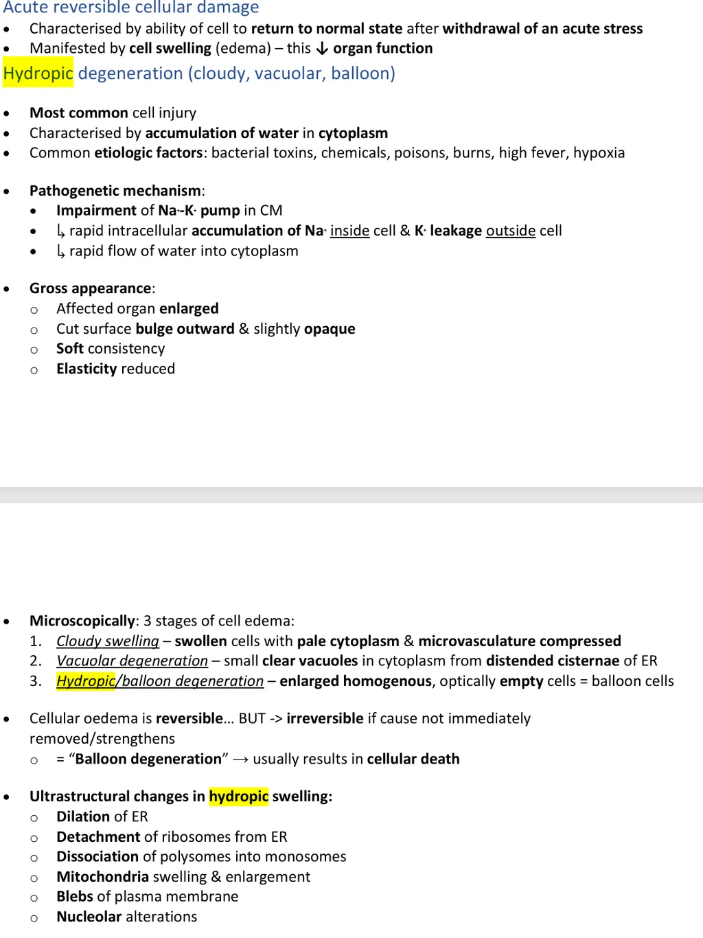 <p><strong><span>Vacuolar degeneration and hydropic degeneration are more severe stages of:</span></strong> </p><p>a) fatty degeneration</p><p>b) protein degeneration </p><p><strong>c) cellular edema </strong></p><p>d) glycogen accumulation</p><p></p>