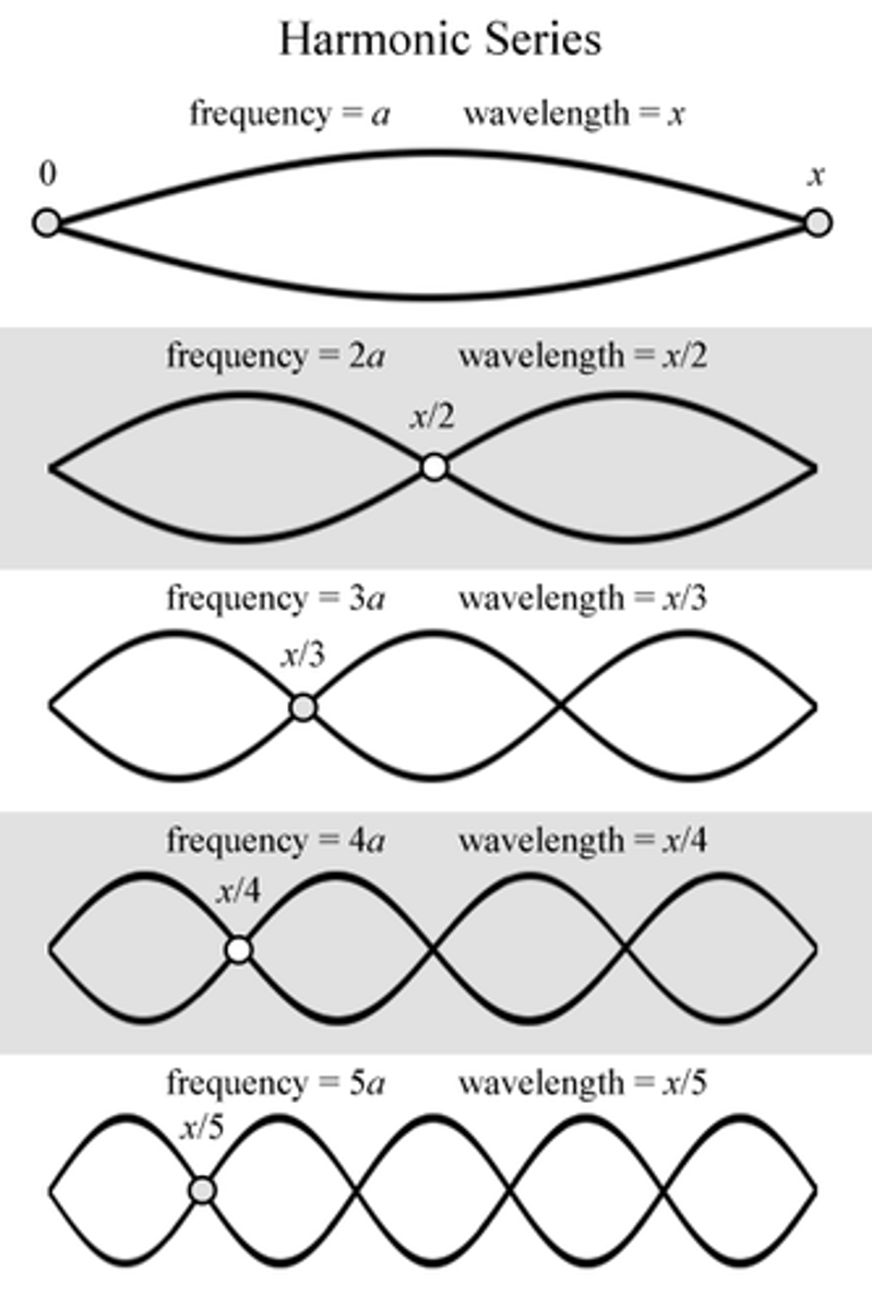 <p>a whole number fraction of the cavity length for constructive interference to occur</p><p>any other number will cause destructive interference</p>