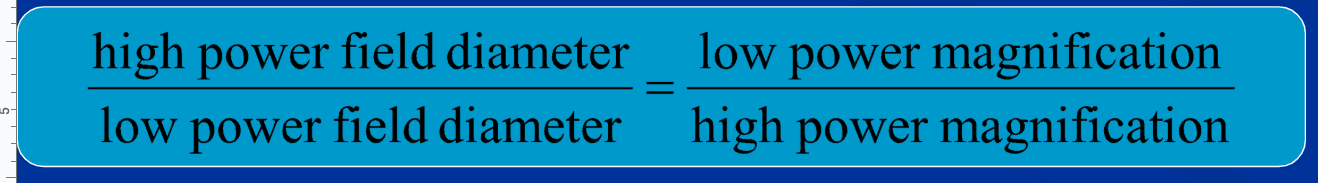 <p>If you find field diameter on a low power magnification, you can use this to calculate the field diameter at higher magnifications</p>