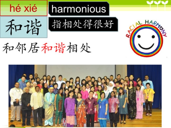 <p>hé xié - harmonious</p>