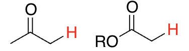 <p><strong>Hydrogens on carbons adjacent to C=O</strong></p>