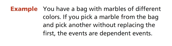 <p><span><span>When the outcome of one event affects the probability of a second event, the events are dependent events.</span></span></p>