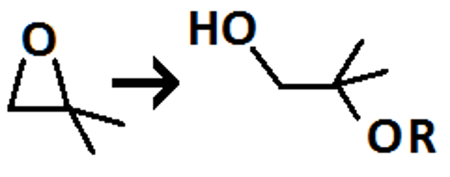 <p>add -OR* and H (to the O, so makes -OH) </p><p>Rearrangements possible</p>