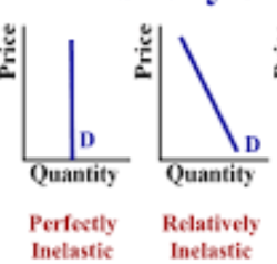 <p>elasticity < 1: price change is greater than quantity demanded change</p><p>Perfectly inelastic- QD is not affected by price change and stays the same</p>
