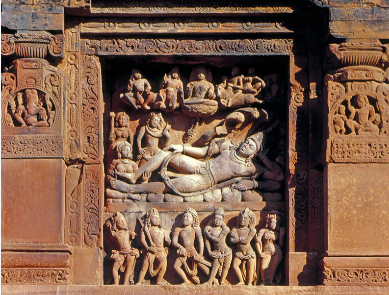 <p>Sculptural panel showing Vishnu reclining on the serpent Ananta</p>