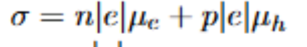 <p>Intrinsic: </p><ul><li><p>one hole created per promoted electron</p></li><li><p>all charge carriers come from the semiconductor itself</p></li><li><p>for attached formula: n=p for instrinsic, and q/e (the elementary charge) is always equal, so you can write it as sigma=nq(mn+mp)</p><ul><li><p>sigma: conductivity</p></li><li><p>n: number of holes=number of electrons</p></li><li><p>q: fundamental charge</p></li><li><p>mn/mp: electron and hole mobilities </p></li></ul></li></ul><p></p><p></p>