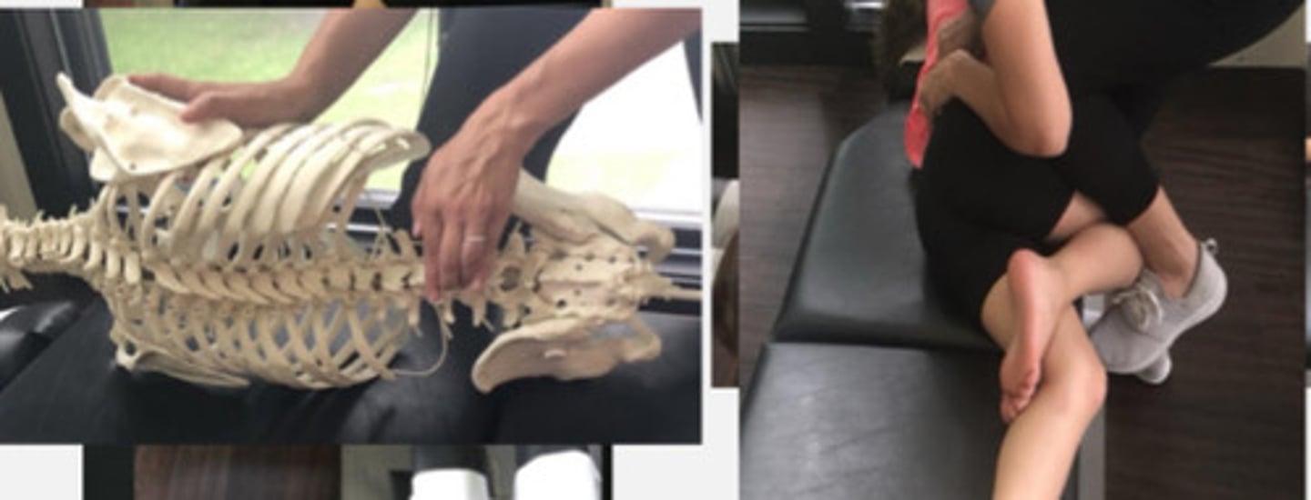 <p>PP: Basic side posture position with the dysfunctional side up (since spinous has deviated to L) - verbalize how you found the segment</p><p>DP: Square stance on side of dysfunction &amp; contact their knee with you knee/distal tibia</p><p>CH: Fingertips (digital contacts) of 2nd, 3rd, 4th digits of caudal (L) hand hooks the down side of the L3 SP</p><p>IH: Cephalic hand slight upward traction holding the pt's up-side shoulder or overlapping hand</p><p>LOD: L-M pulling movement to induce axial rotation with quick extension (kick) of contact leg</p>