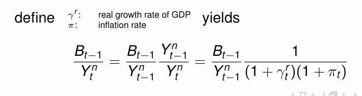 <p>Substitute back into the equation for B<sub>t</sub>/Y<sup>n</sup><sub>t</sub></p>