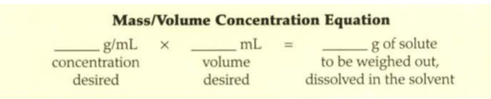 * This equation ensures that every mL of the solution has the same amount of solute in it